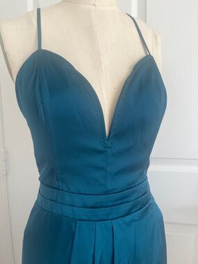 Lovers + Friends Teal Plunge V-Neck High-Low Dress